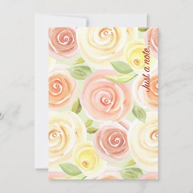 Watercolor Rose Just A Note Thank You Card (Front)