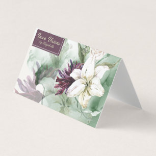 Watercolor Rose, Lily, Magnolia Business Card