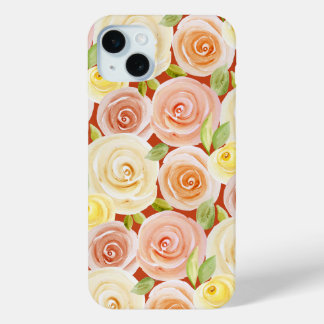Watercolor Rose Paterned iPhone 15 Mini Case