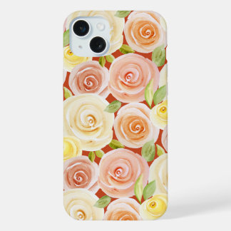 Watercolor Rose Paterned iPhone 15 Plus Case