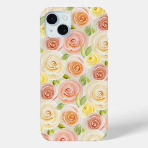 Watercolor Rose Patterned iPhone 15 Mini Case