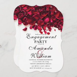 Watercolor Rose Petals Engagement Party Invitation
