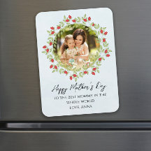 Watercolor Rose Photo Mother’s Day Magnet Gift