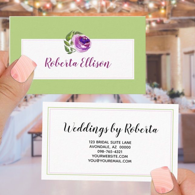 Watercolor Rose Purple Shade Professional Template Business Card (Creator Uploaded)