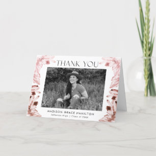 Watercolor Rose Quartz Crystals Photo Graduation Thank You Card