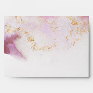Watercolor Rose Quartz Gold Geode BarefootBride™ Envelope