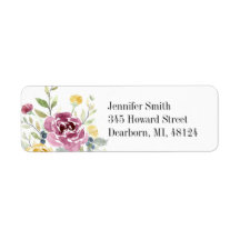 Watercolor Rose Return Address - Modern Floral