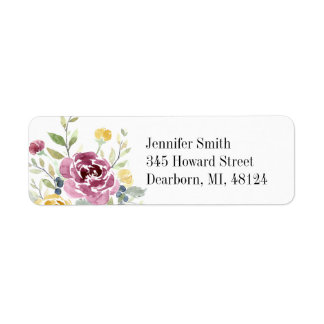 Watercolor Rose Return Address - Modern Floral Label