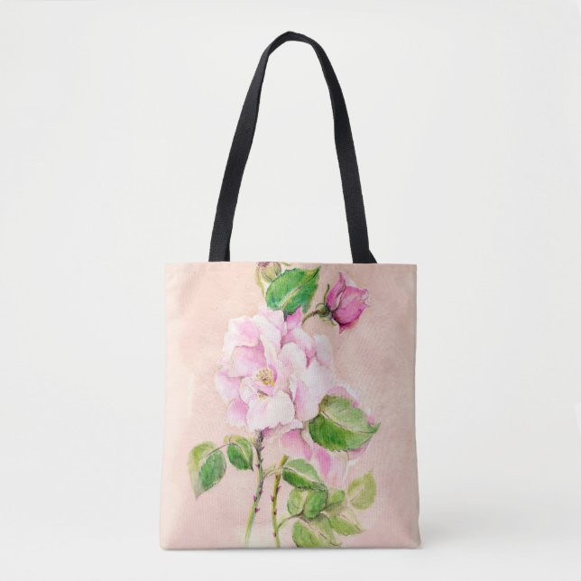 Watercolor Rose Tote Bag (Front)