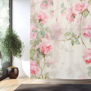 Watercolor Rose Vine Elegance Shower Curtain