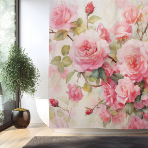 Watercolor Rose Vine Elegance Shower Curtain