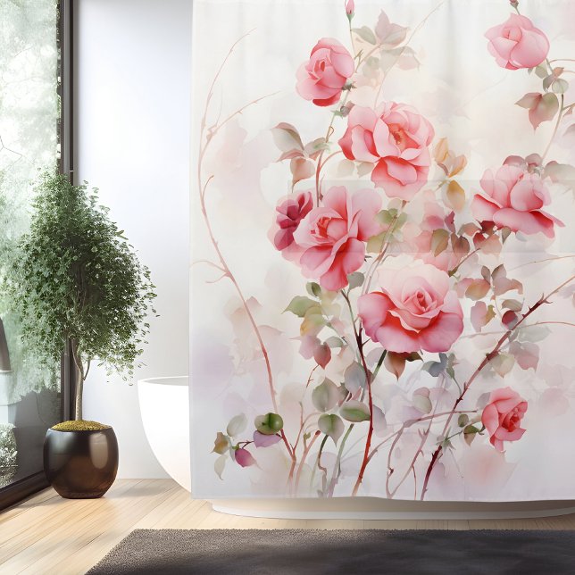 Watercolor Rose Vine Elegance Shower Curtain (Creator Uploaded)