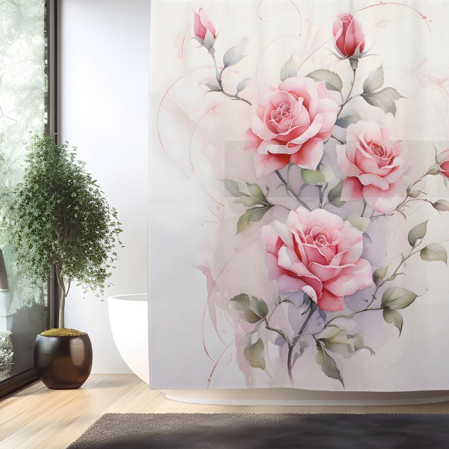 Watercolor Rose Vine Elegance Shower Curtain (Creator Uploaded)