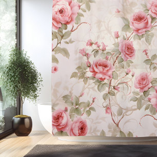 Watercolor Rose Vine Elegance Shower Curtain