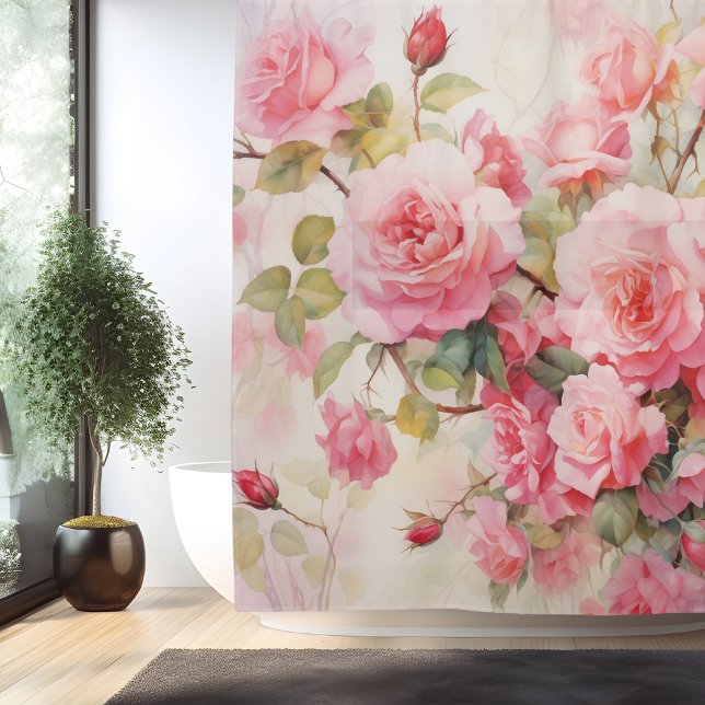 Watercolor Rose Vine Elegance Shower Curtain (Creator Uploaded)