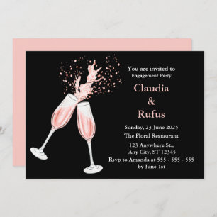 Watercolor Rose Wine engagement Party  Invitation