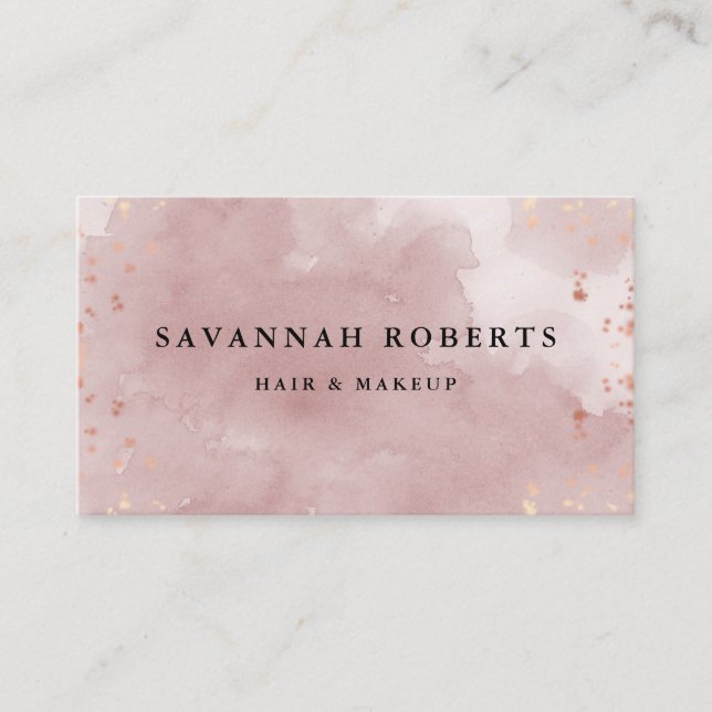 watercolor rosegold glitter business card (Front)