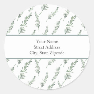 Watercolor Rosemary Leaves Pattern Classic Round Sticker