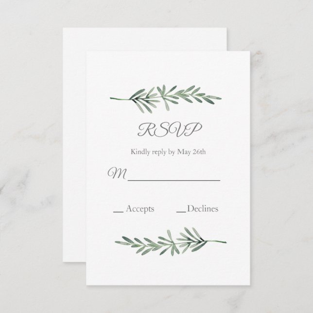 Watercolor Rosemary RSVP Card (Front/Back)