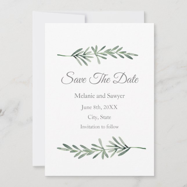 Watercolor Rosemary Save The Date (Front)