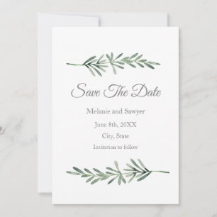 Watercolor Rosemary Save The Date