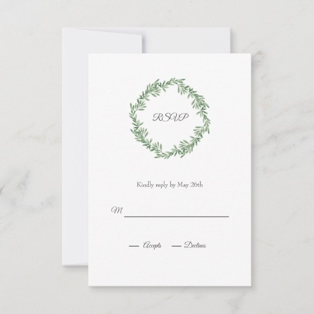 Watercolor Rosemary Wreath RSVP Card (Front)