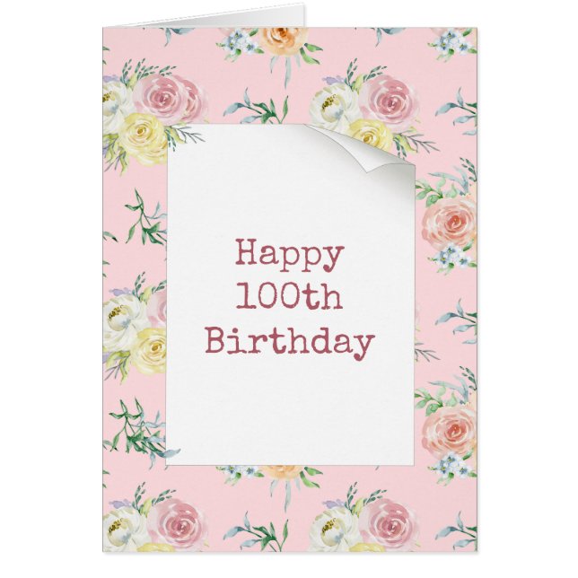 Watercolor Roses 100th Birthday (Front)