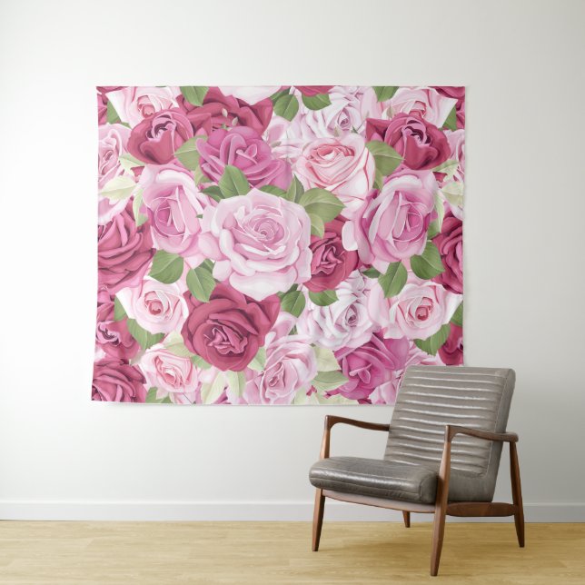 Watercolor Roses 10 Tapestry (In Situ (Horizontal))
