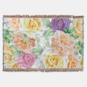 Watercolor Roses 27 Throw Blanket