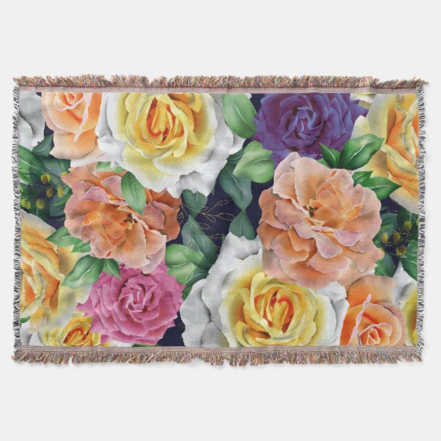 Watercolor Roses 29 Throw Blanket (Front)