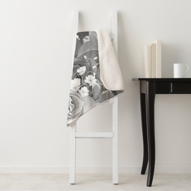 Watercolor Roses 39 Sherpa Blanket (In Situ)