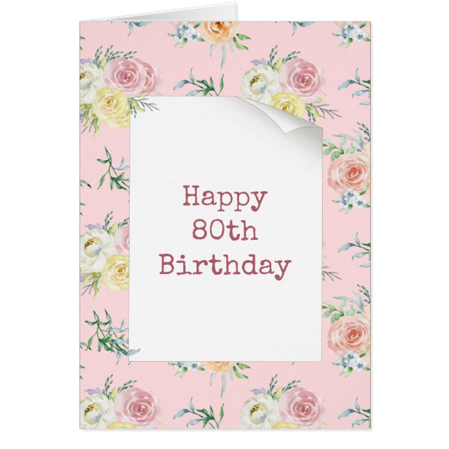 Watercolor Roses 80th Birthday (Front)