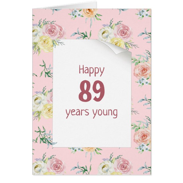Watercolor Roses 89th Birthday (Front)