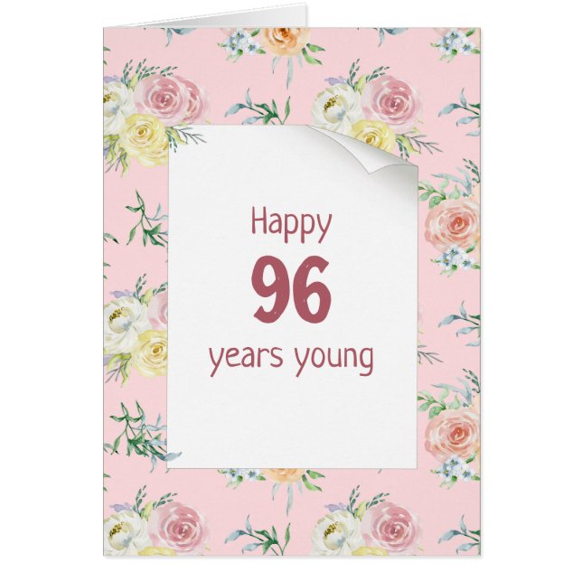 Watercolor Roses 96th Birthday (Front)