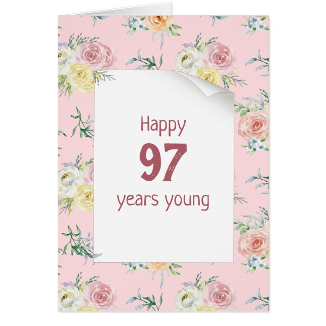 Watercolor Roses 97th Birthday (Front)