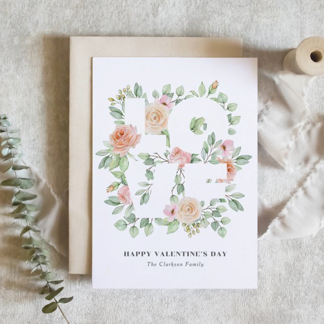 Watercolor Roses and Greenery Valentine's Day Card (Creator Uploaded)
