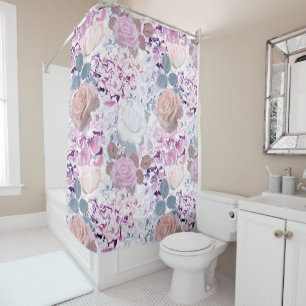 Watercolor roses and hydrangeas. shower curtain