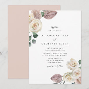 Watercolor Roses and Orchids Wedding Invitation