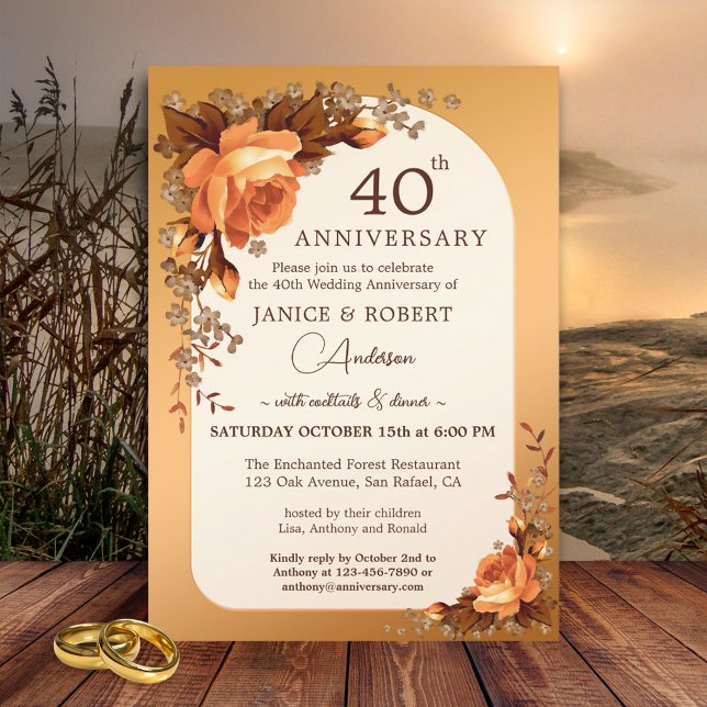 Watercolor Roses Autumn Anniversary Invitation (Creator Uploaded)