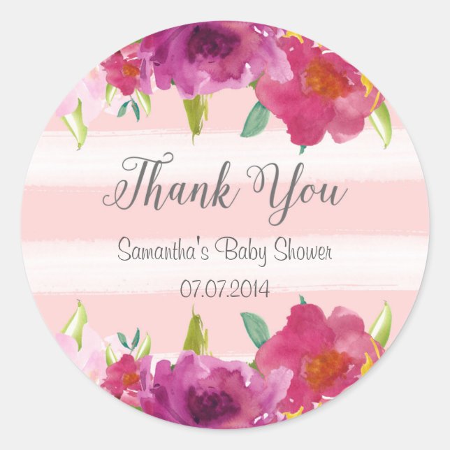 Watercolor Roses Baby Shower Sticker (Front)