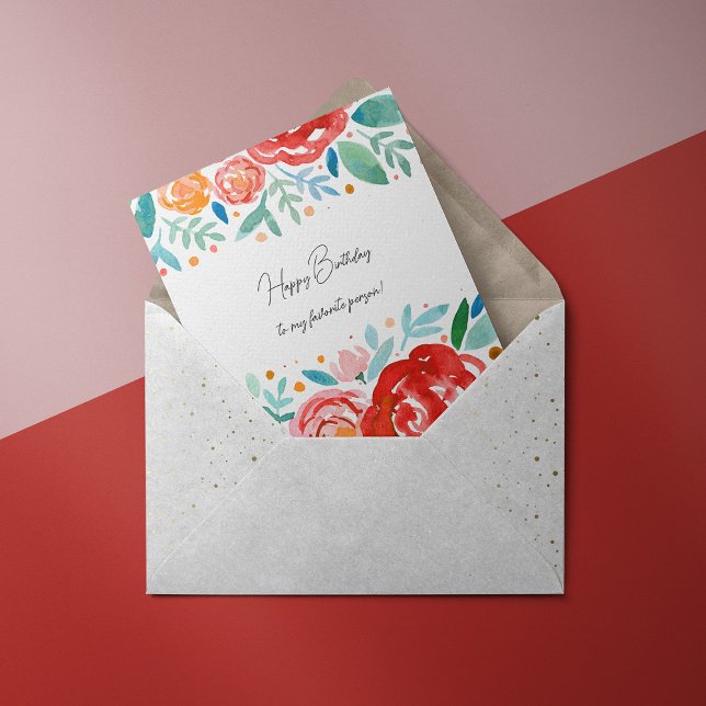 Watercolor roses birthday holiday card (Creator Uploaded)