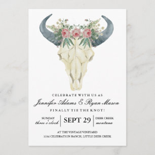 Watercolor Roses Bohemian Wedding Invitation