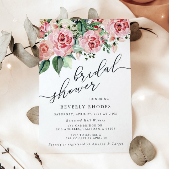 Watercolor Roses Bridal Shower Invitation (Creator Uploaded)