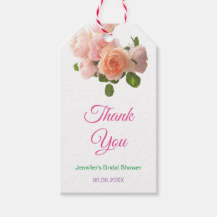 Watercolor Roses Bridal Shower Thank You Modern Gift Tags