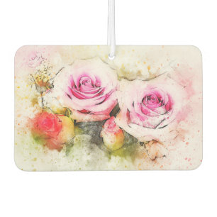 Watercolor Roses Car Air Freshener