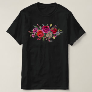 Watercolor Roses Colourful Bouquet of Flowers T-Shirt