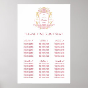 Watercolor Roses Crest Baptism Seating Chart