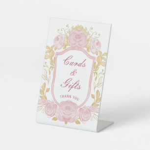 Watercolor Roses Crest Cards & Gifts Pedestal Sign