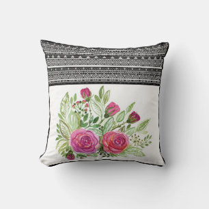 Watercolor, roses cushion