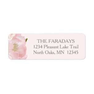 Watercolor Roses Custom Pink Birth Announcement Return Address Label